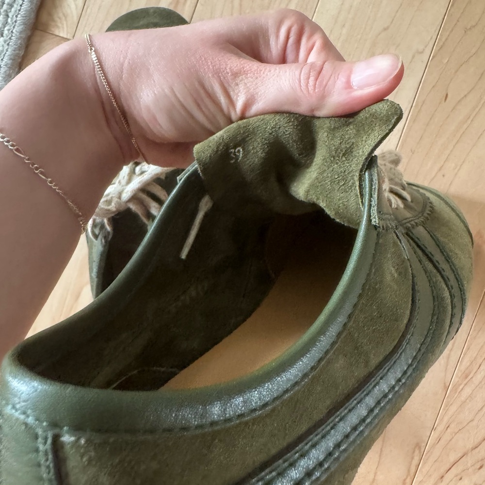 Dries Van Noten Olive Green Suede Sneakers - Picture 3 of 5